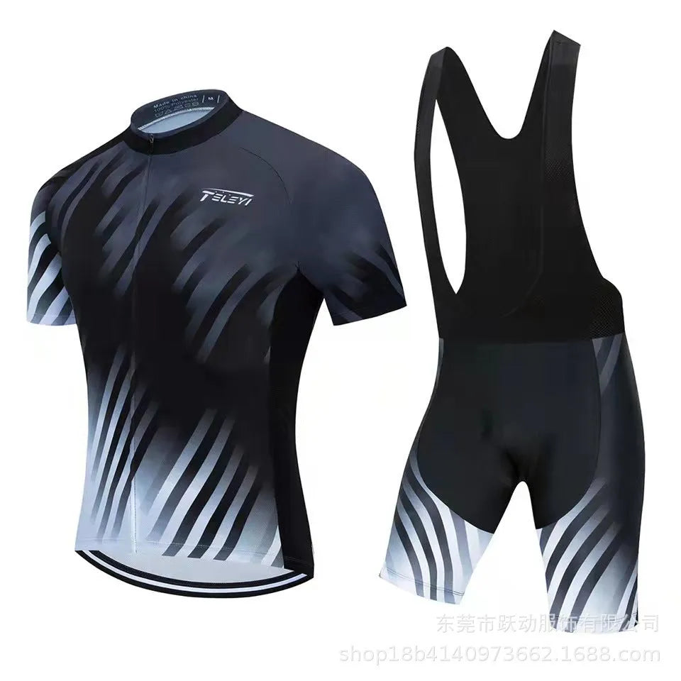 Cycling jersey and pants set for summer riding with moisture management properties