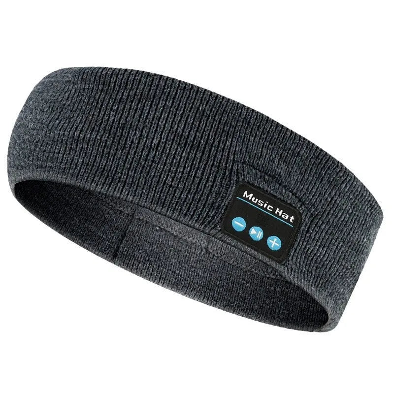 Black Bluetooth 5.4 eye mask and sports scarf headband with removable washable fabric