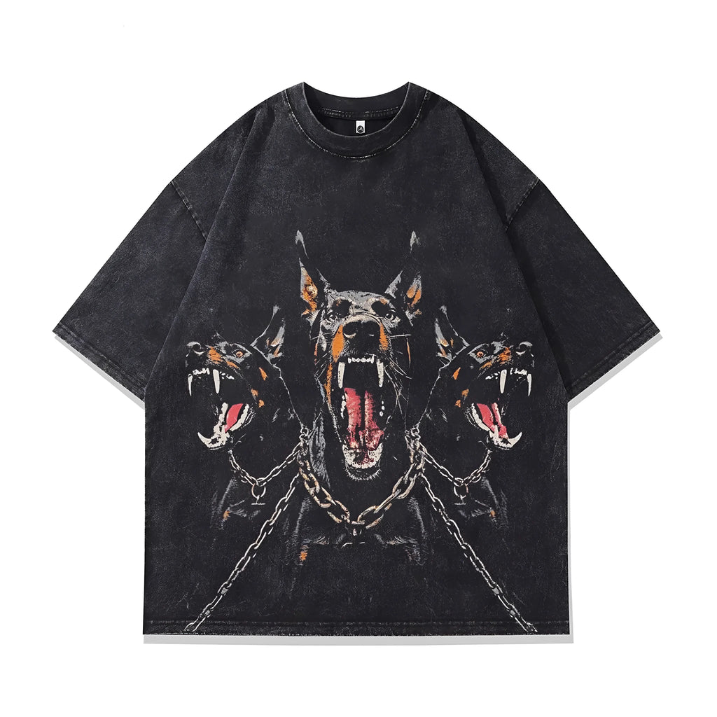 Men's short sleeve cotton t-shirt with printed character pattern in loose fit style