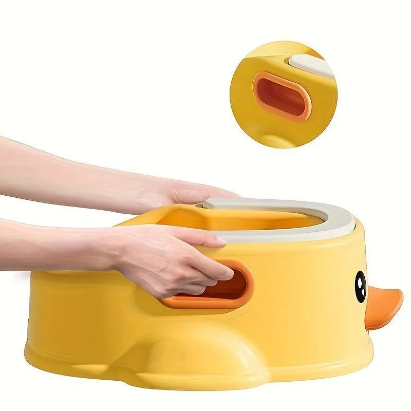 Blue PVC duck-shaped pet bathtub for washing dogs and cats on a plain background
