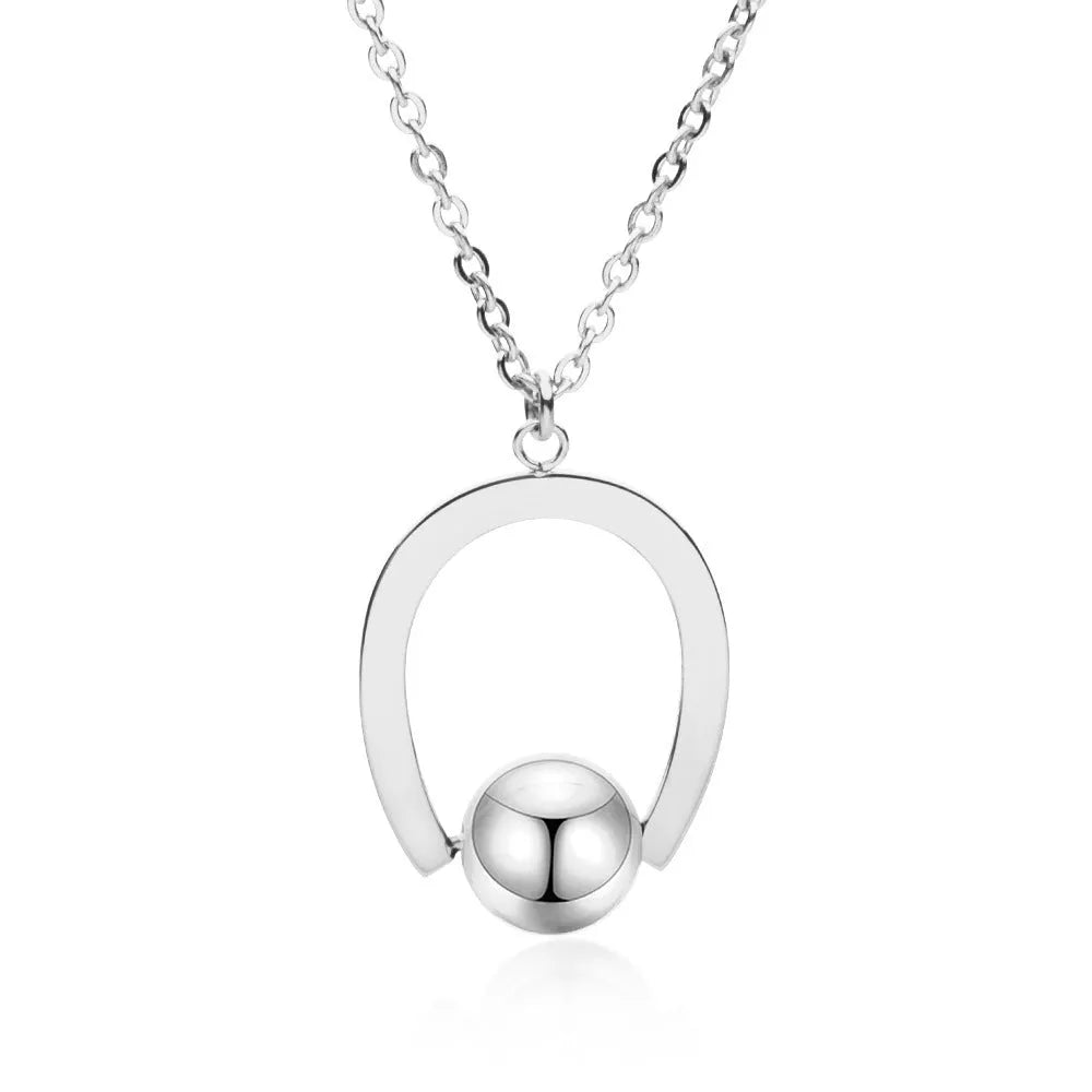Stainless steel geometry pendant necklace with adjustable cross chain in gold or silver finish