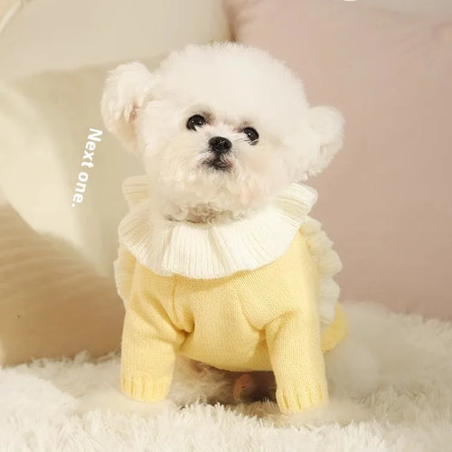 Yellow XINGX and fairy dress style autumn pet puppy sweaters for small dogs with acrylic fabric