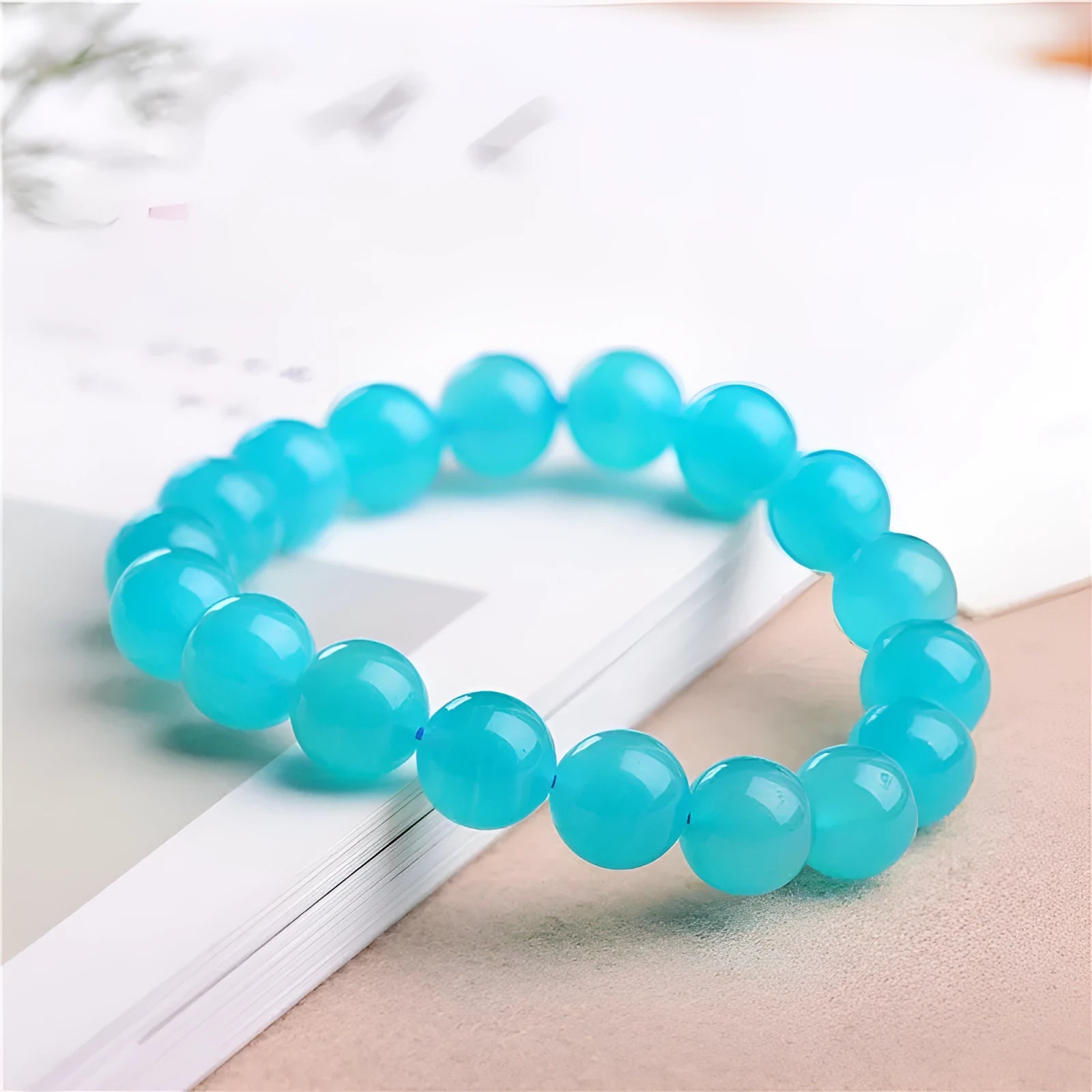 Natural amazonite scattered beads bracelet with ice colour tones and polished surface