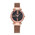 Ladies magnet watch band with round 32mm alloy case and stainless steel strap in six colour options
