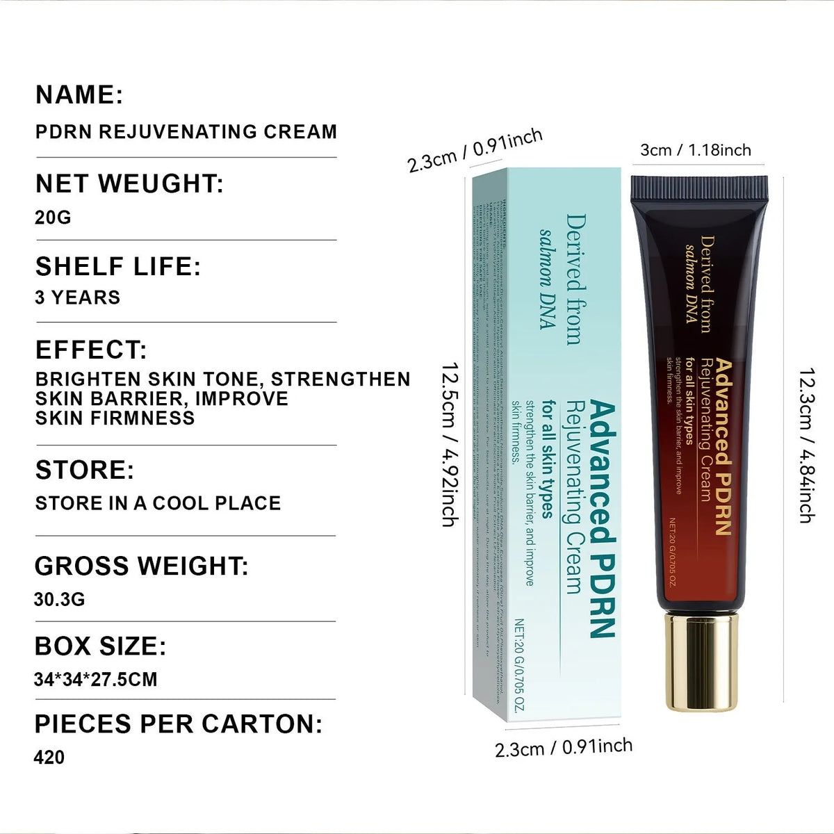 20ml skin-activating moisturising cream tube with hydrating, firming and wrinkle care properties