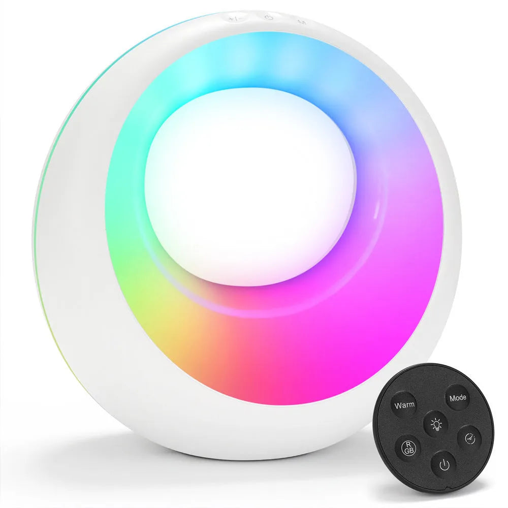 Creative Touch white RGB colour changing night lamp with remote control on desk