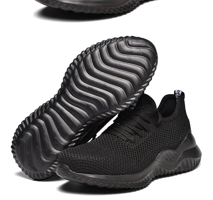 Steel toe cap safety work shoes in black and grey colours with low-cut design