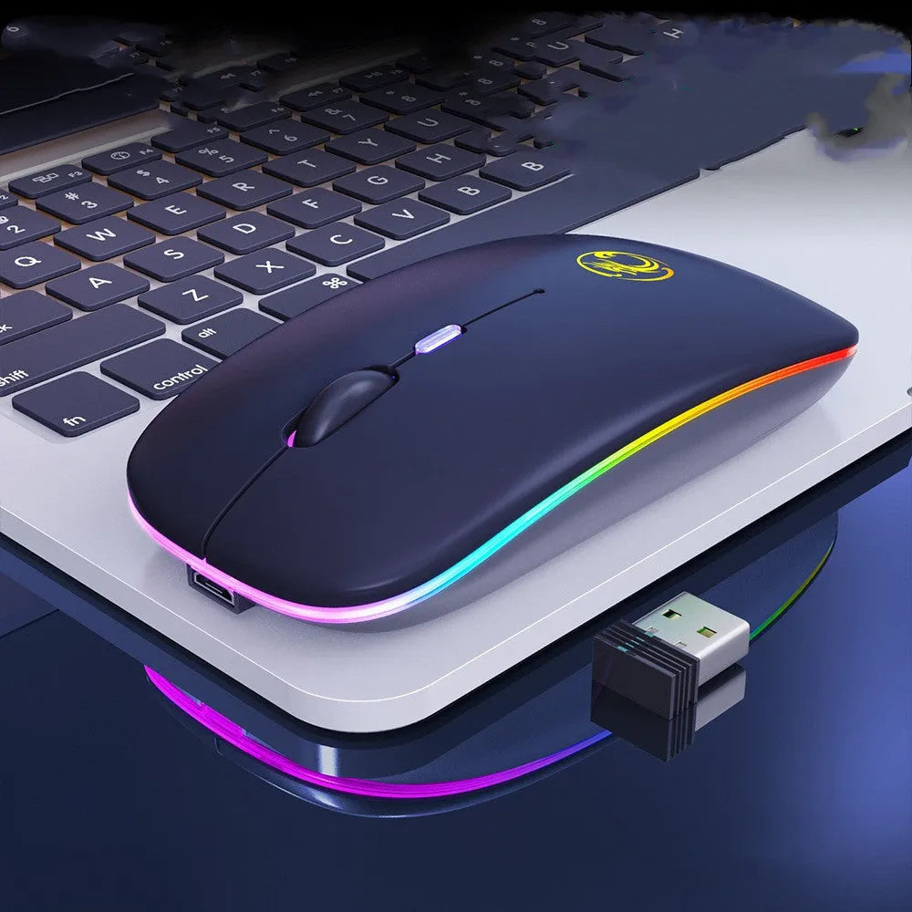 Black or white dual-mode wireless silent mouse with luminous charging indicator and adjustable DPI settings