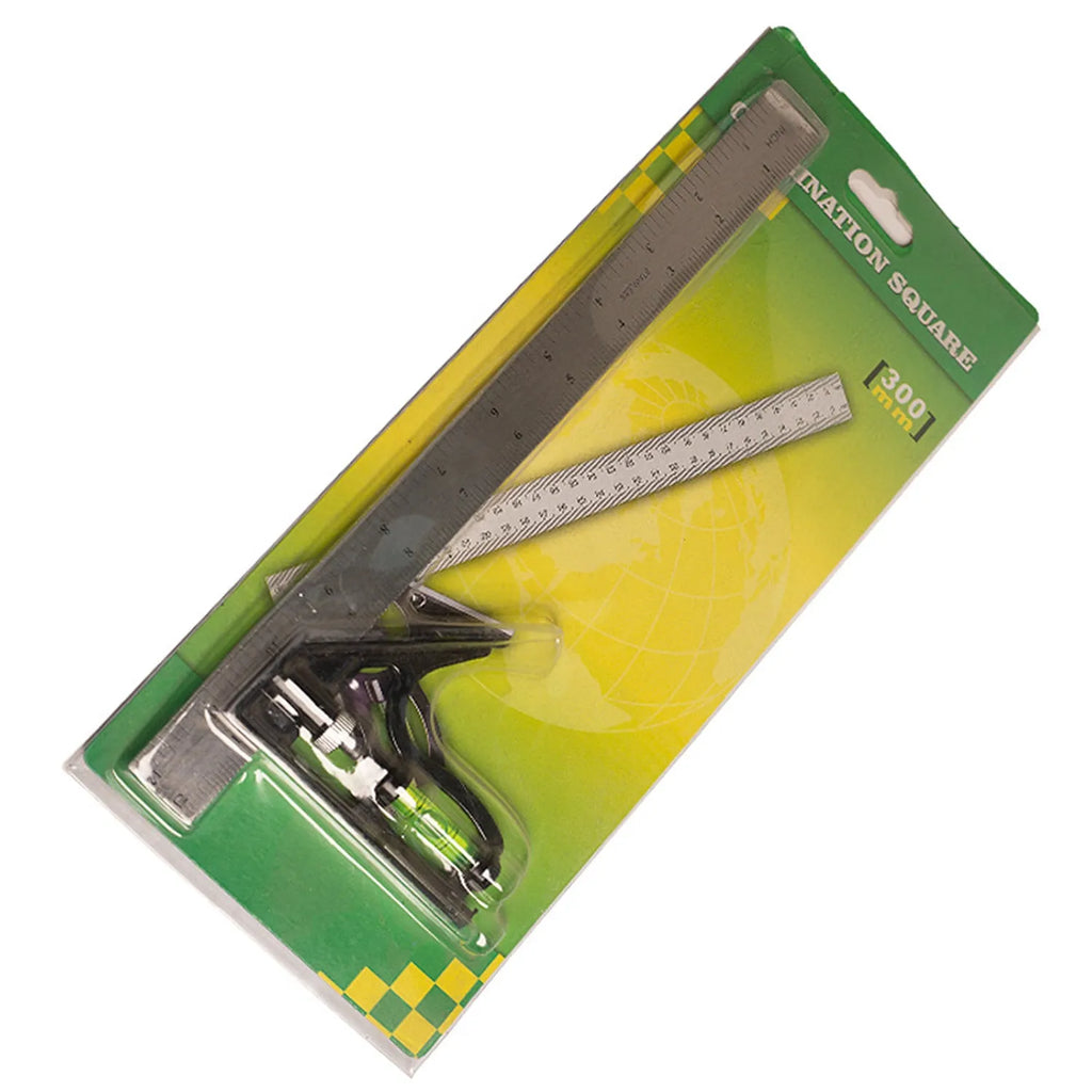 Red thin 7inch metal combination angle ruler set for civil surveying with metric scales