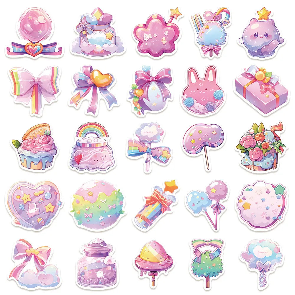 Fresh candy decorative waterproof stickers measuring 4-7cm with cute small object designs