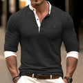 Men's long sleeve cotton t-shirt in solid colour with round neck available in six colours including black, green, navy blue
