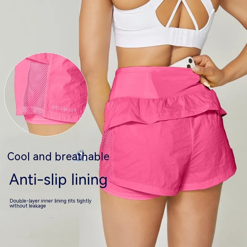 Women's cotton blend fitness shorts in loose casual style with quick-drying fabric