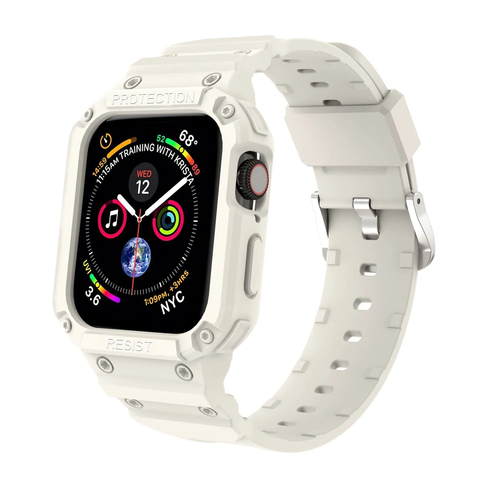 Apple Watch Series 8 TPU sport strap in multiple colours showing 38mm and 42mm size options