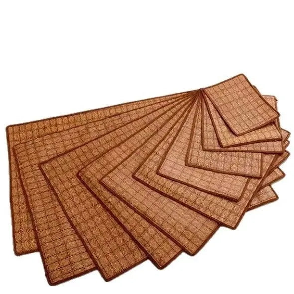 Brown rattan fibre cooling mat for dogs with woven texture in various size options