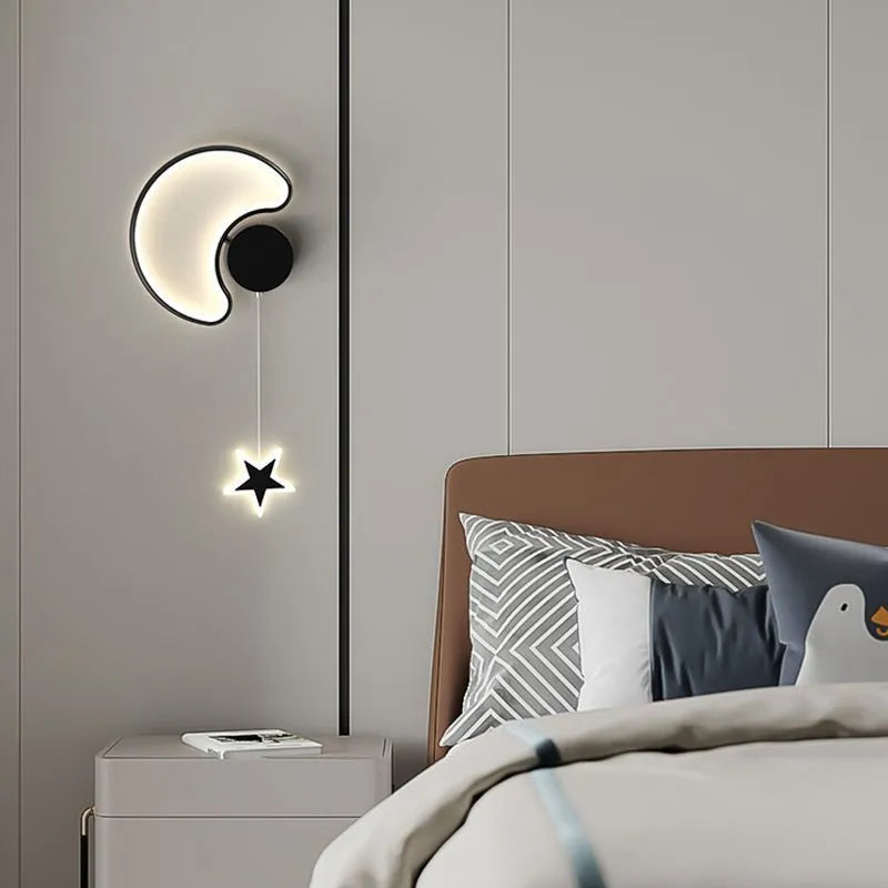 White cloud and five-pointed star children's wall mounted LED night light with three colour settings.