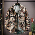 Casual lapel shirt coat in a colour-coded option like blue or black, showing long sleeves and straight hem.