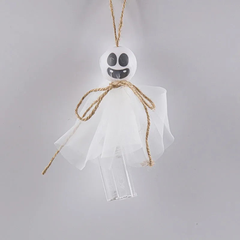 Halloween ghost LED lighting chain with battery box and colourful ghost-themed lights