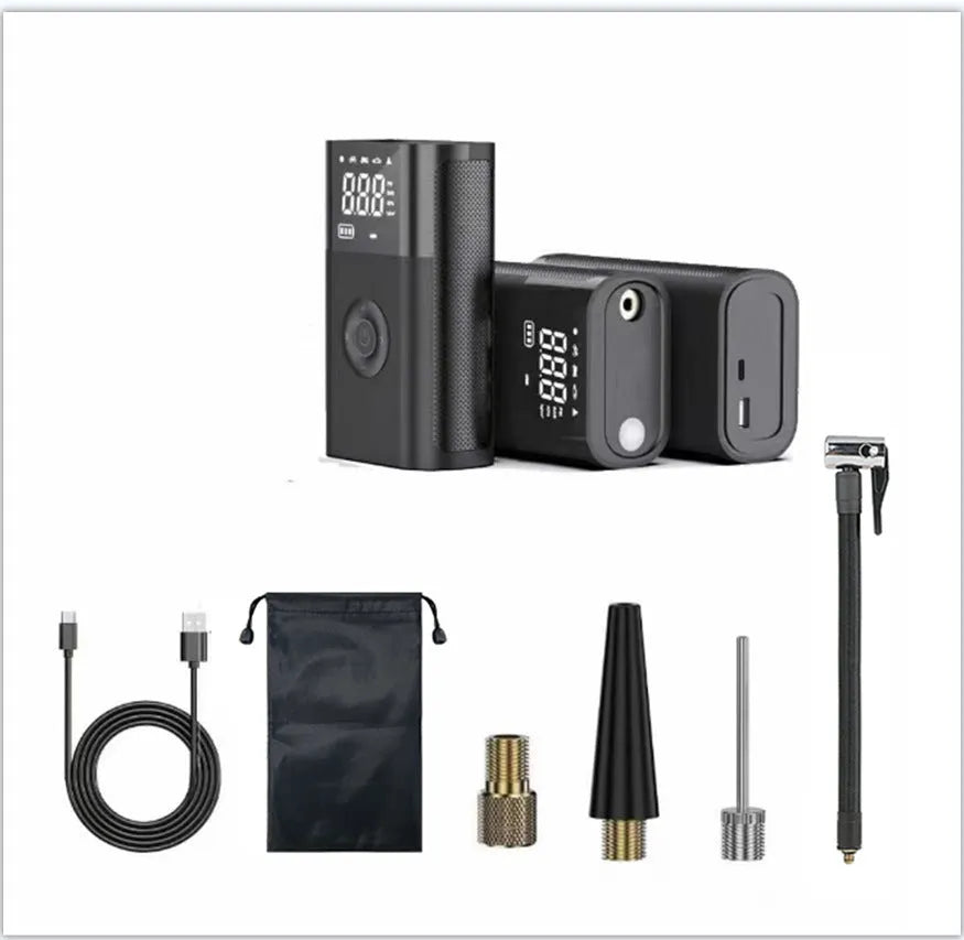 Wireless digital tyre inflator with LCD display showing pressure reading