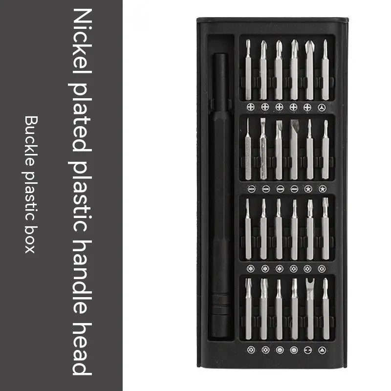 24-in-1 magnetic precision screwdriver set with case, chrome vanadium steel shaft, and assorted 4mm bits.