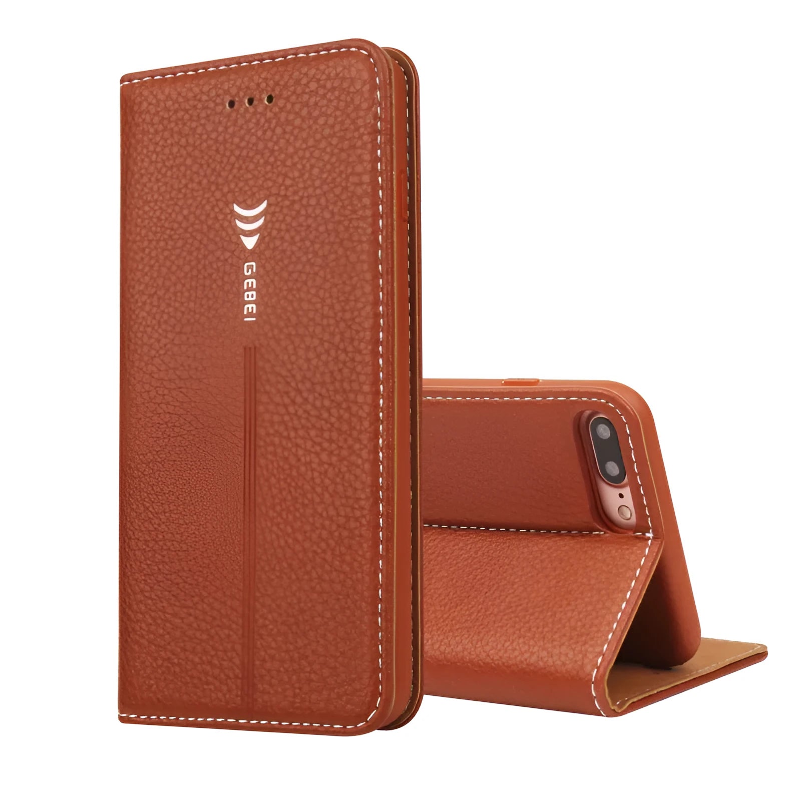 iPhone wallet phone case with PU leather construction showing card storage compartment