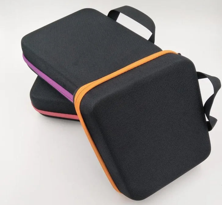 Red EVA essential oil storage bag with 30 compartments for 15ml bottles, wall-mounted organiser