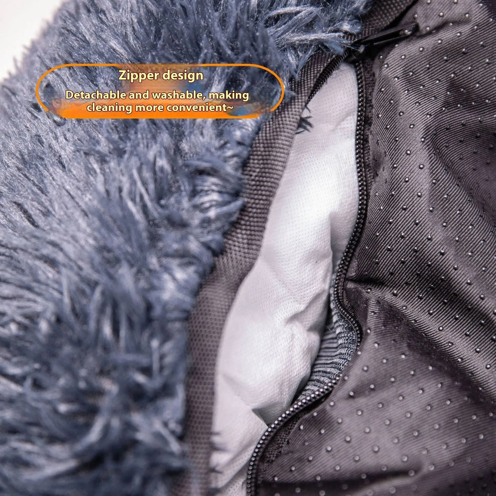 Thermal vehicle-mounted pet mat on car seat in dark grey colour with non-slip bottom