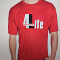 Men's red cotton short sleeve T-shirt with round neck on a white background