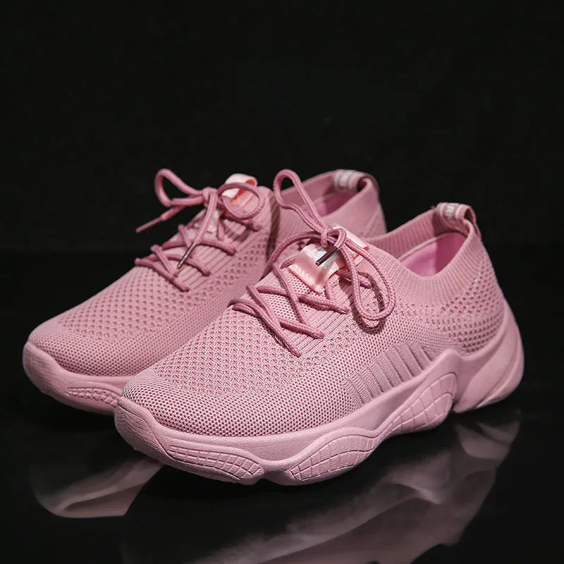Women's white woven sports shoes with thick rubber soles and front strap design