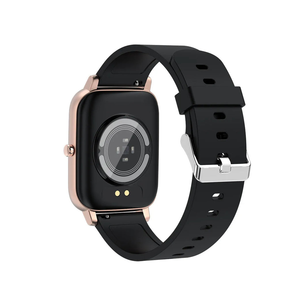 H80 black smartwatch with ECG and blood oxygen monitoring on a silicone strap
