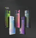 Punk gradient wired mechanical keyboard, ABS body, 350x130x35mm, shown in BlackBerry, fog Blue, Green Purple, Moonlit Night and Twilight Purple.