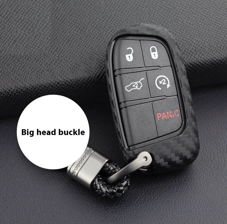 Carbon fibre pattern silicone protective case for Dodge Chrysler Fiat car remote key
