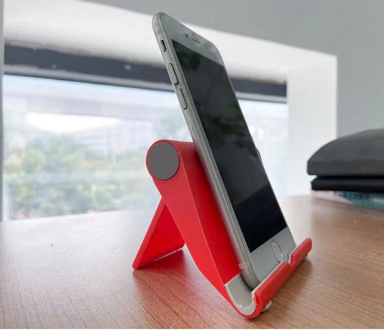 PE folding mobile phone stand with multi-angle adjustment in various colours