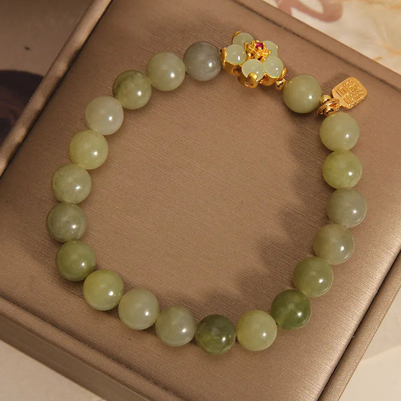 Women's alloy bracelet jewellery with grey jade colour stone detail in casual style