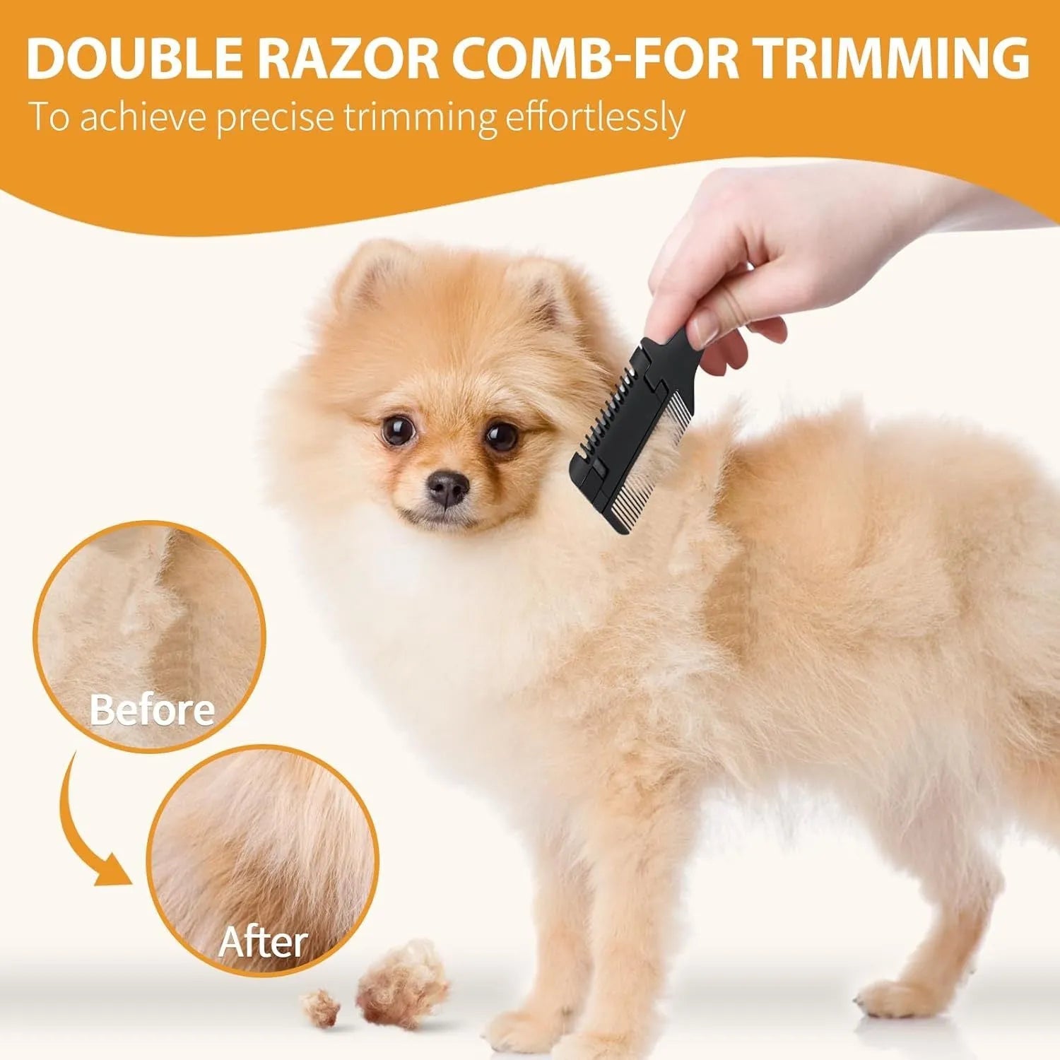 Pet razor comb grooming tool with replacement blades for dogs and cats