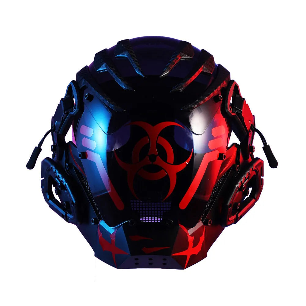 Black full face creative prop mask helmet for costume parties and cyberpunk events