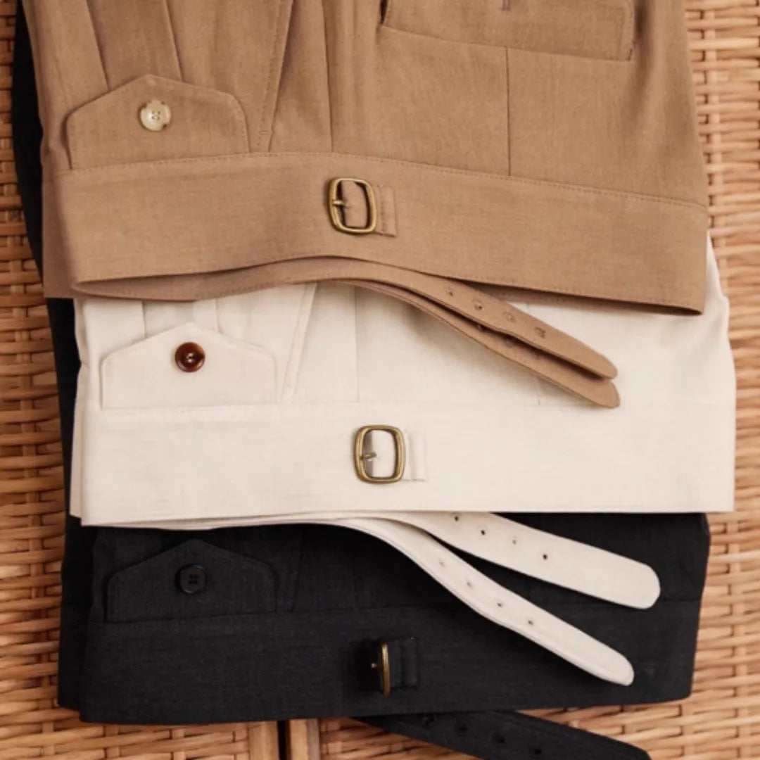 Men's slim fit straight leg business casual trousers in wrinkle resistant polyester fabric