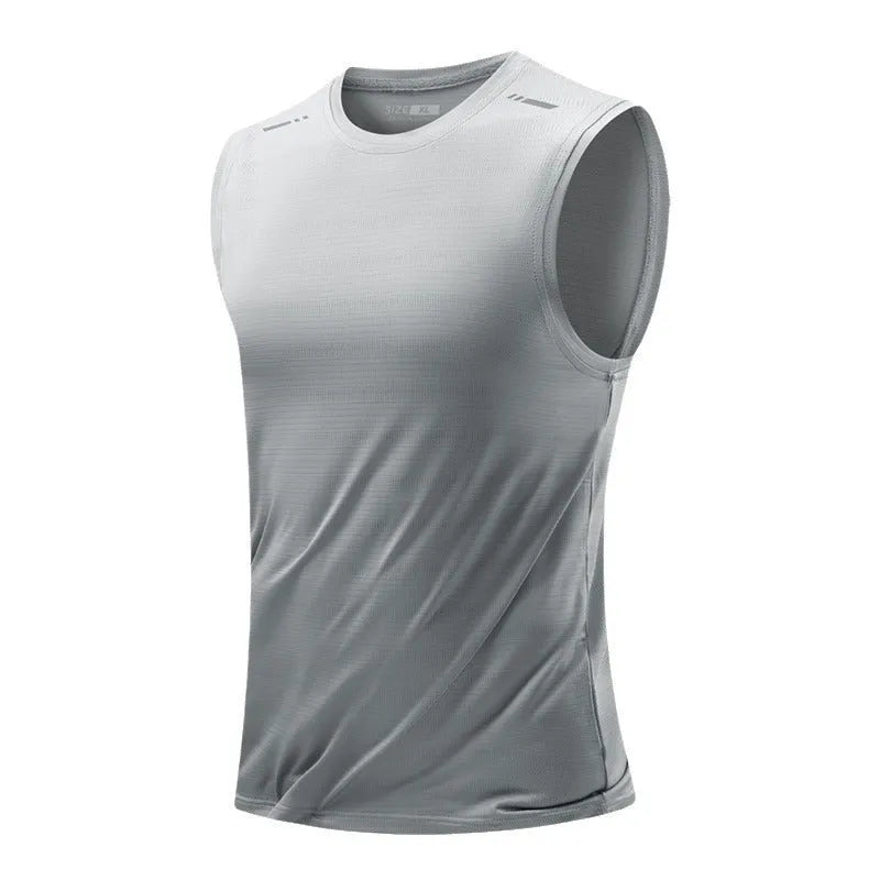 Men's loose fit sleeveless waistcoat vest in a bamboo polyester blend, shown in multiple colours.