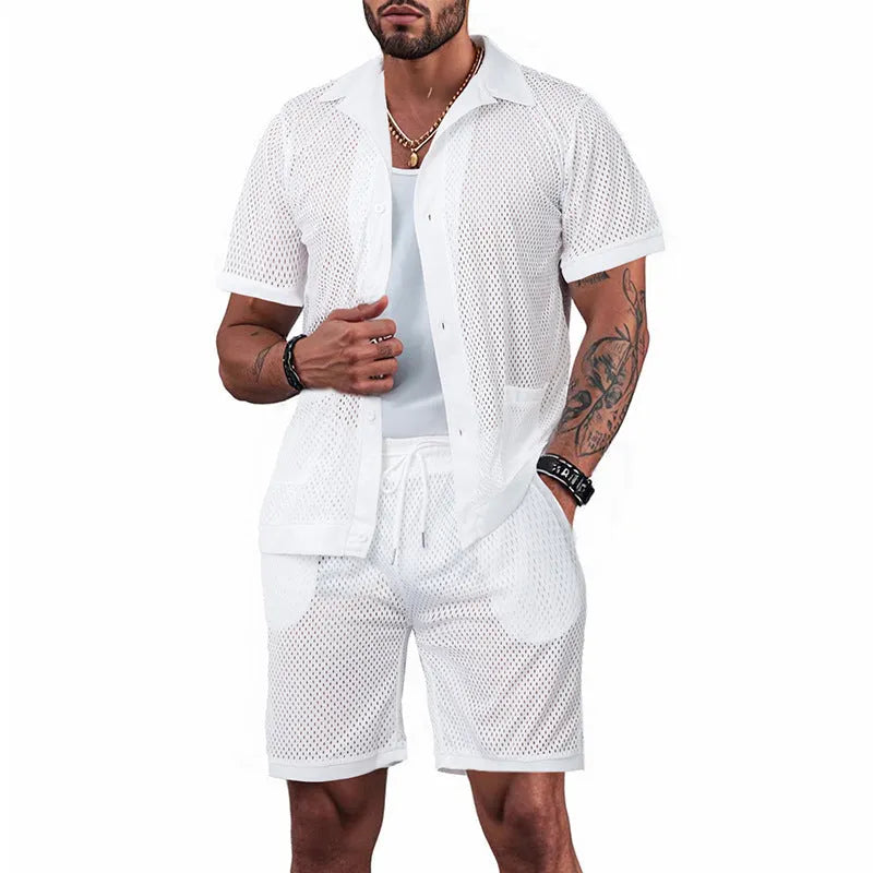 Beach Hawaii see-through dress and shorts set in thin fabric with short sleeve cardigan