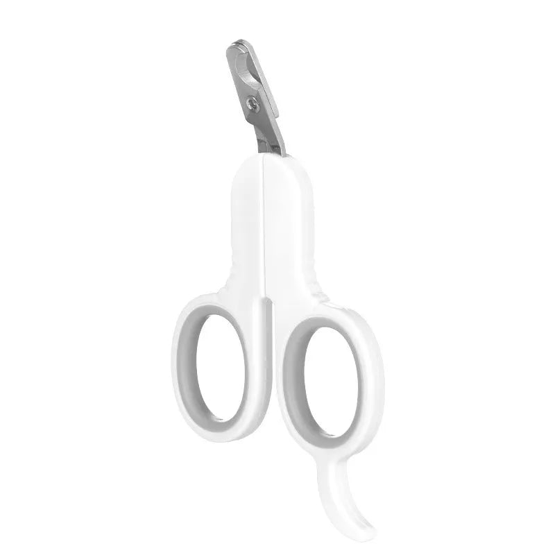 Professional curved pet nail clippers with stainless steel blades and rubber grip for cats and small dogs