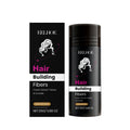 Light Brown hair building fibres powder container for thinning hair, with keratin and hyaluronic acid in the ingredient list.