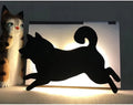 Black LED cat night light with acrylic shade and voice control, warm yellow light for bedroom or corridor