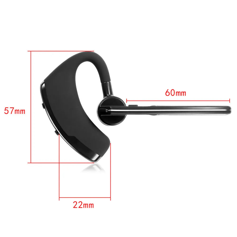V9 Jerry wireless Bluetooth headset with earbud and charging cable on a dark background