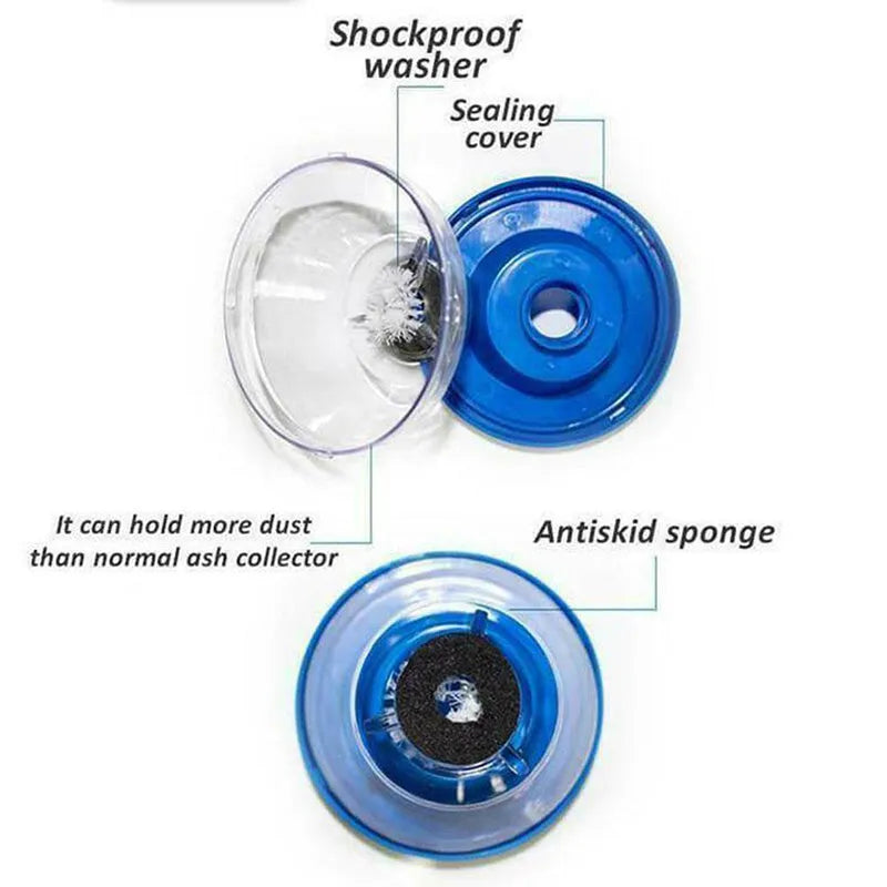 Blue bowl-shaped electric hammer drill dust cover for collecting drilling debris.