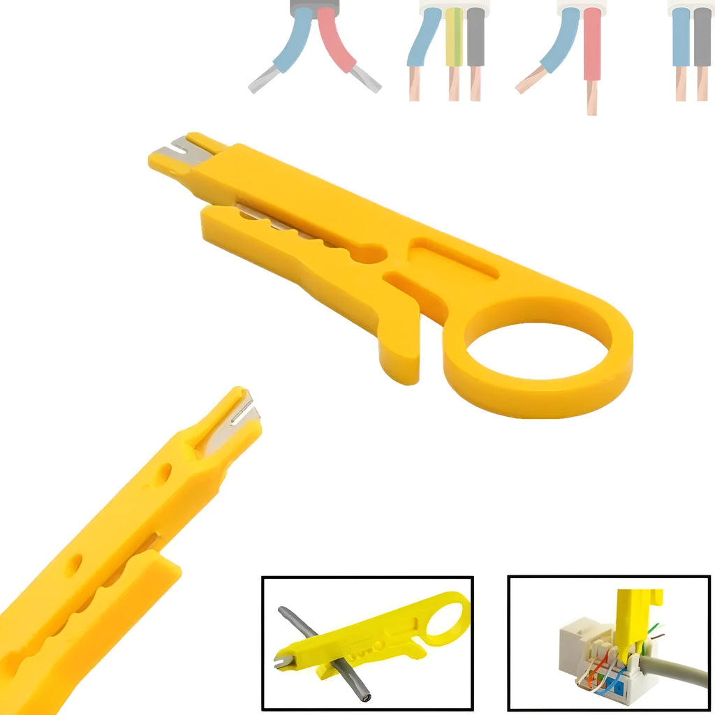 Yellow mini portable wire stripper tool for 0.6mm diameter cables
