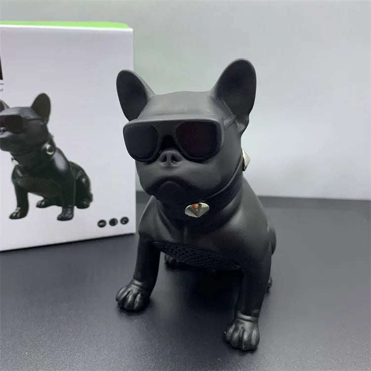 Mini full body bulldog-shaped Bluetooth speaker in black, red, or white colour.