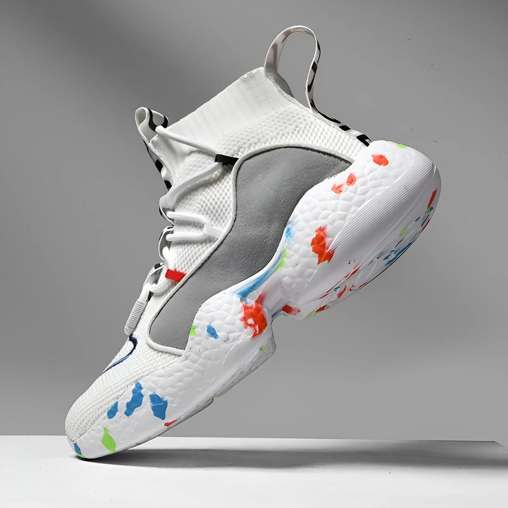 Men's camouflage pattern sneakers with mesh upper and rubber sole for summer running