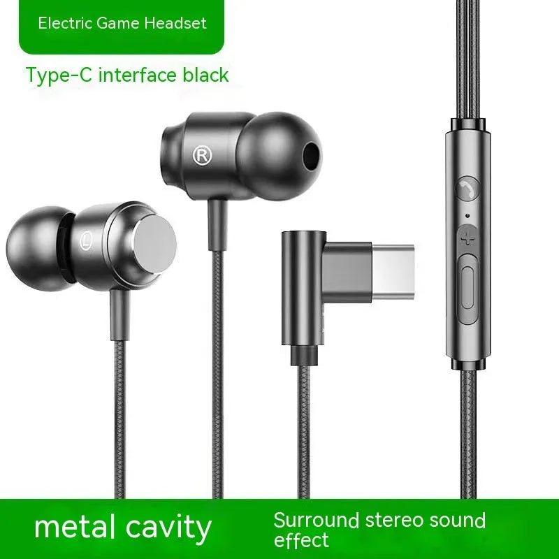 Wired in-ear gaming headset with magnetic metal earbuds, 3.5mm or TC plug, mic, 1.2m TPE cable, black or green