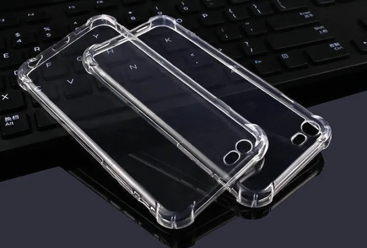Clear transparent TPU shockproof case for iPhone on a table