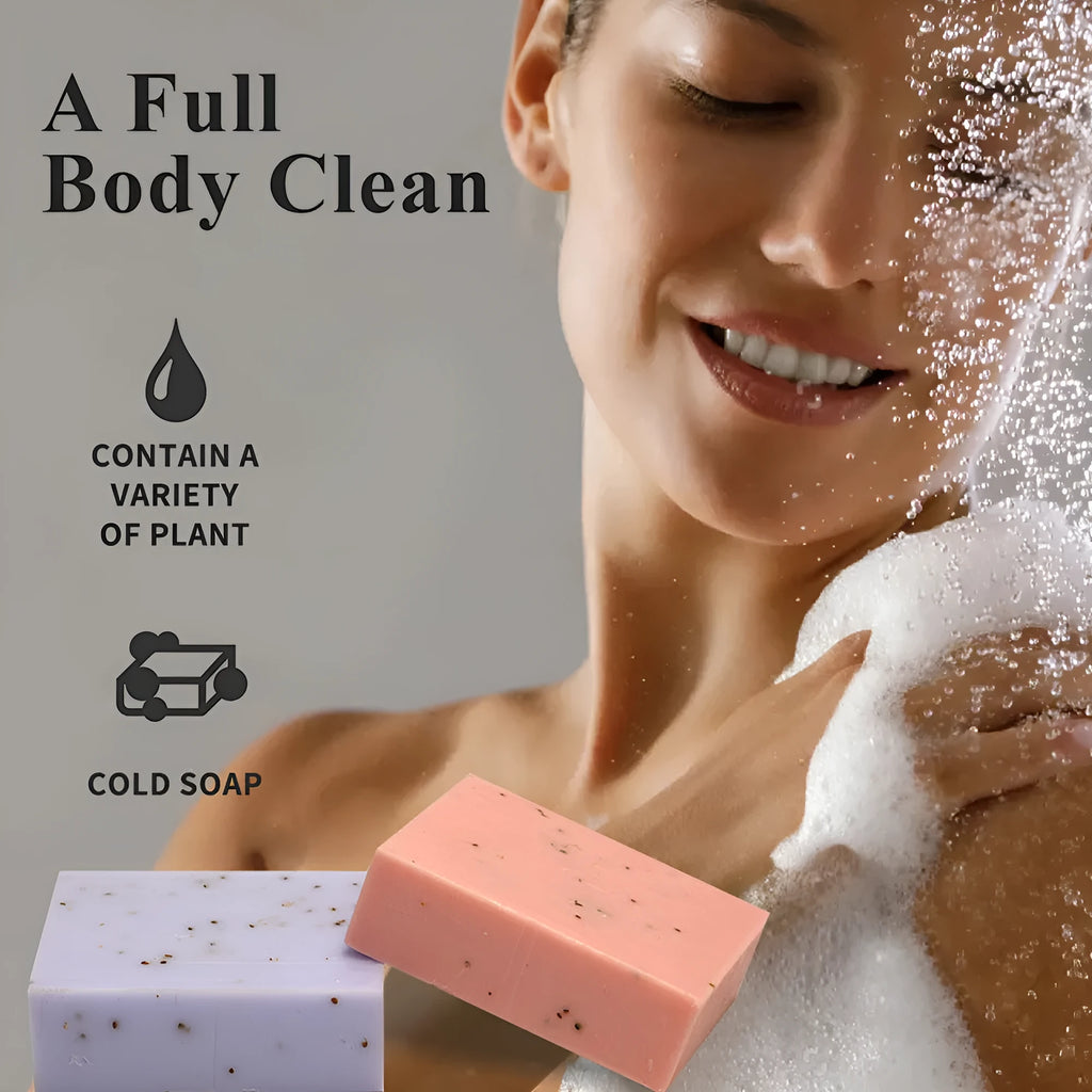 Handmade plant essential oil soap bar with frosted surface, 100g weight for body and hand washing