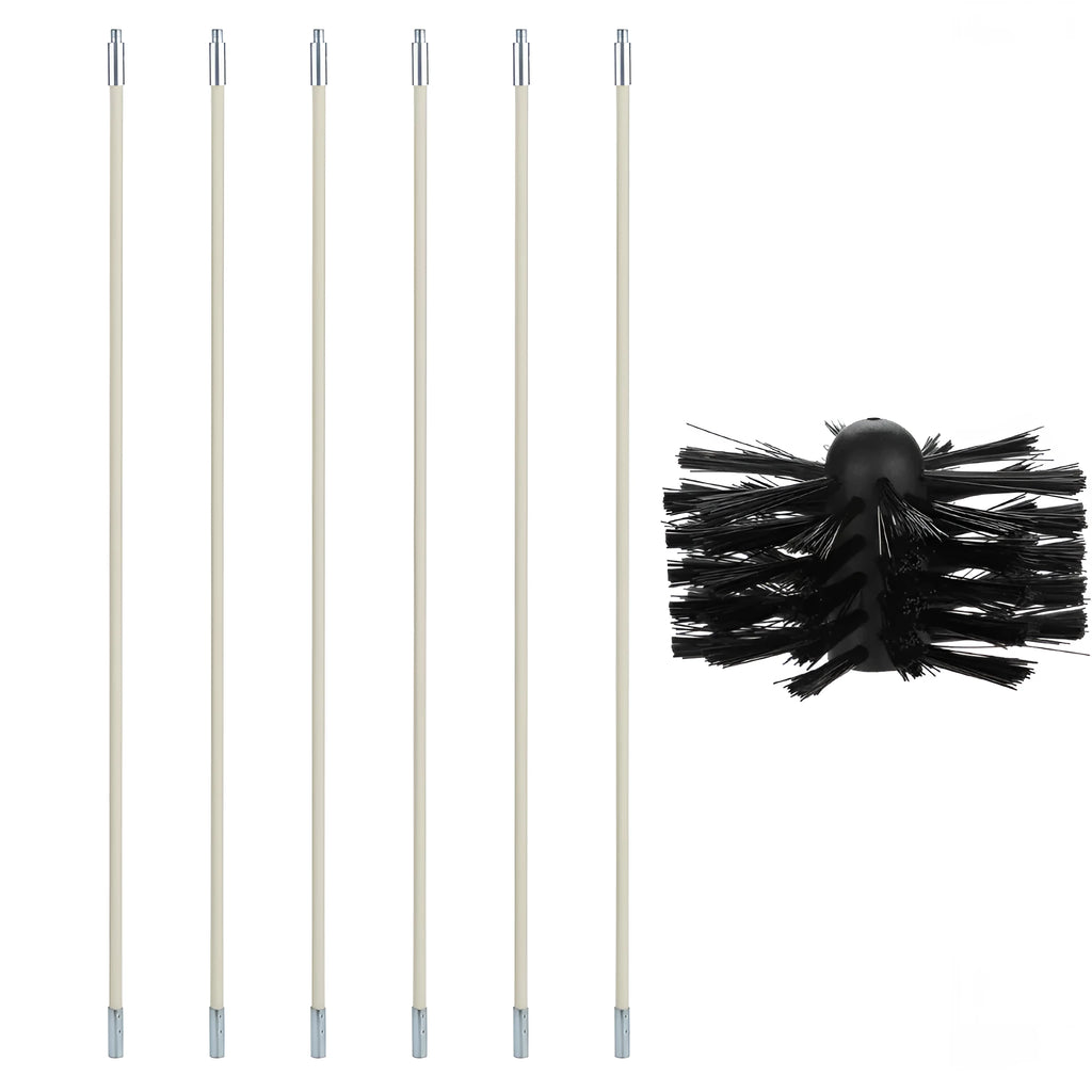 Flexible 600mm long chimney cleaning brush with nylon bristles for dryer pipes and range hoods.